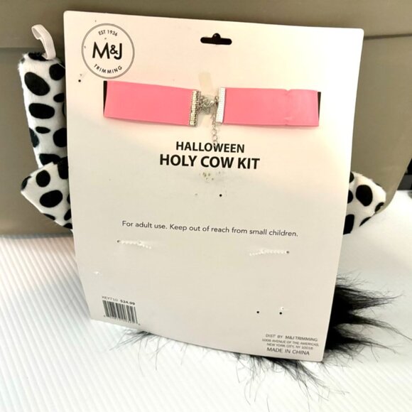 COW Instant Kit Halloween Accessory Black White Headband, Tail, Choker Bell Kit - Picture 6 of 6